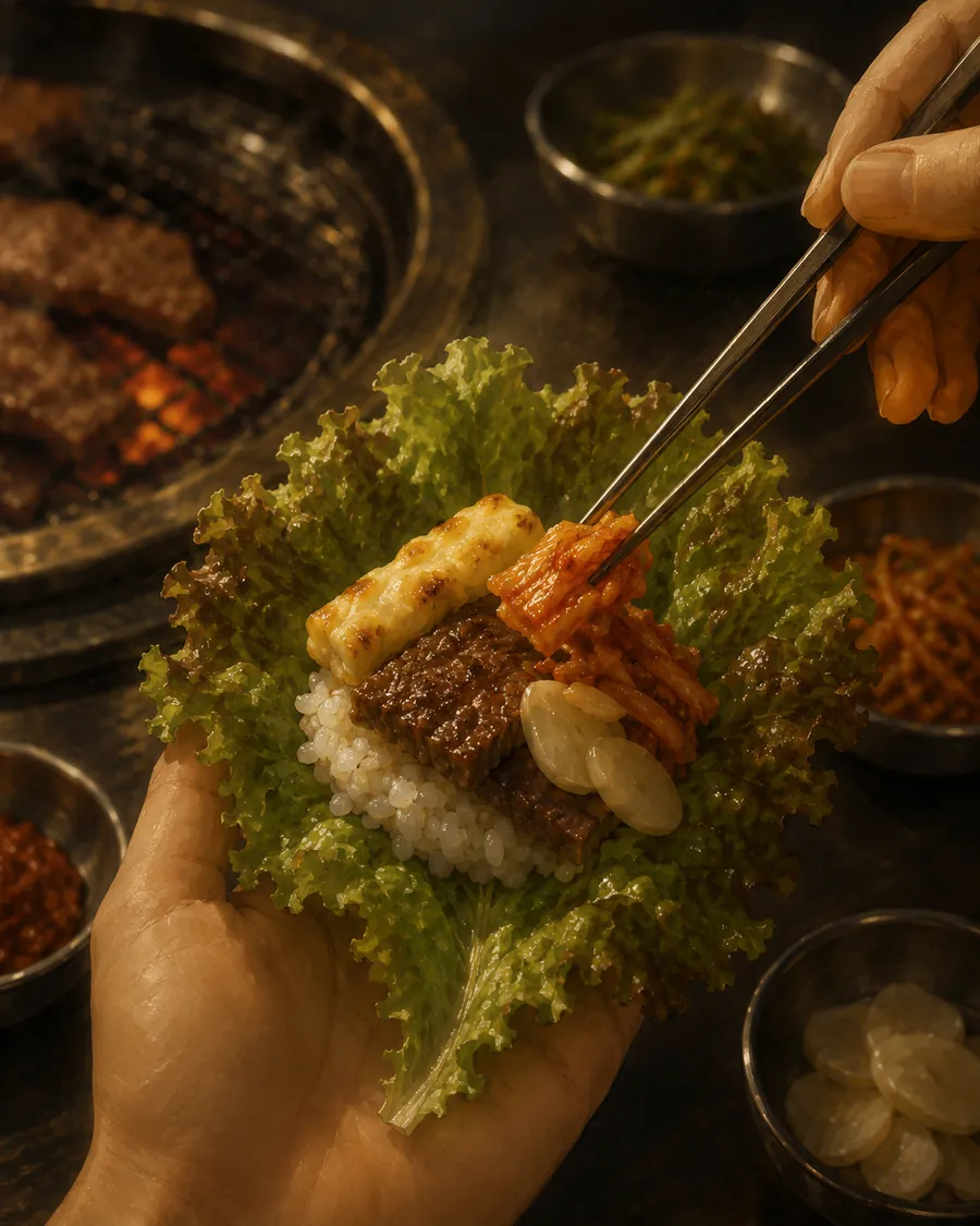 Kimchi, grilled cheese, and pickled radish added as toppings